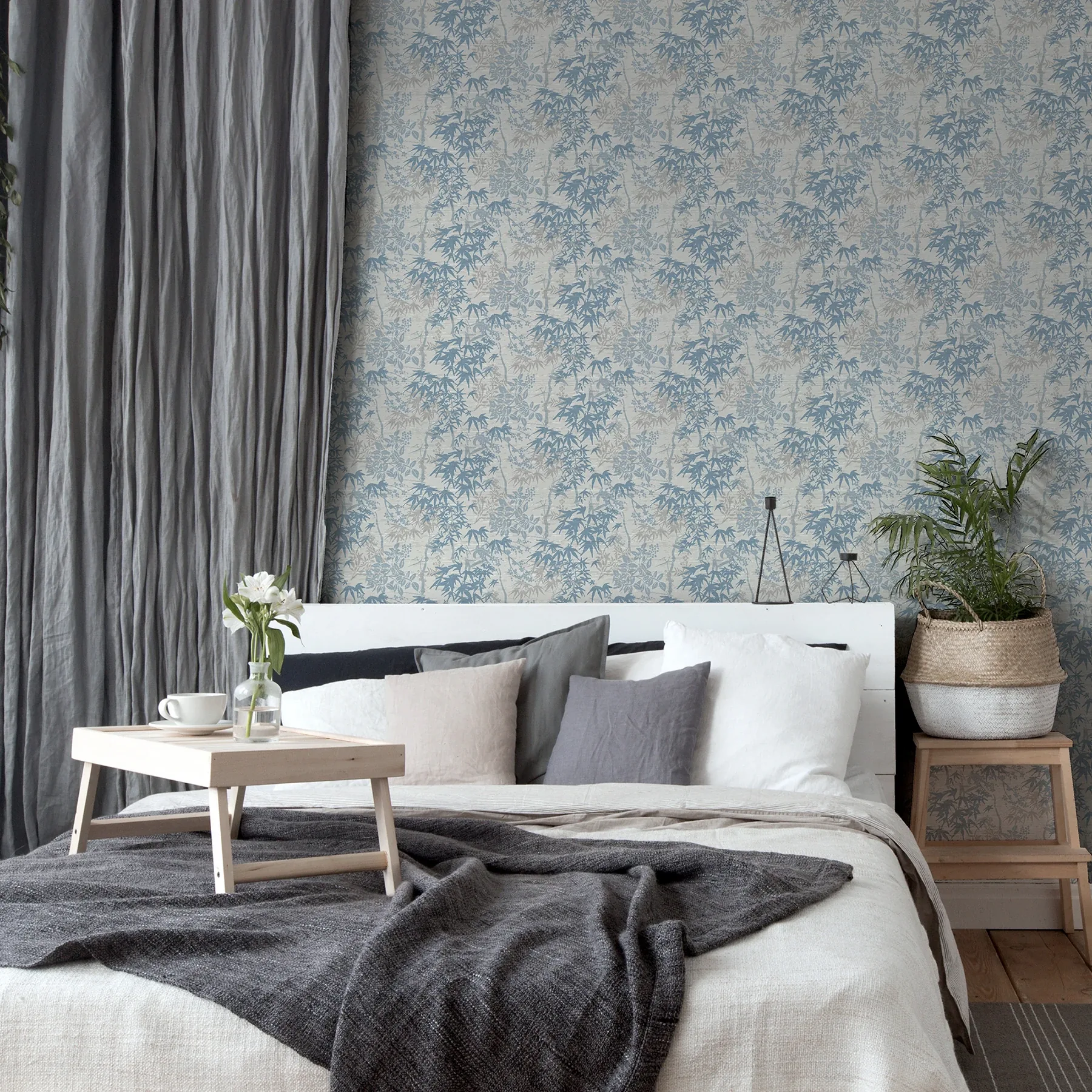 Brewster Home Fashions Elinore Blue Bamboo Trail Wallpaper - SKU AH924407