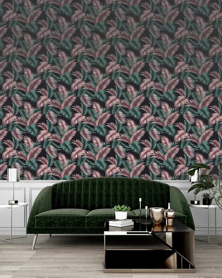 Brewster Home Fashions Eliza Sea Green Palm Fronds Wallpaper - SKU AH908308