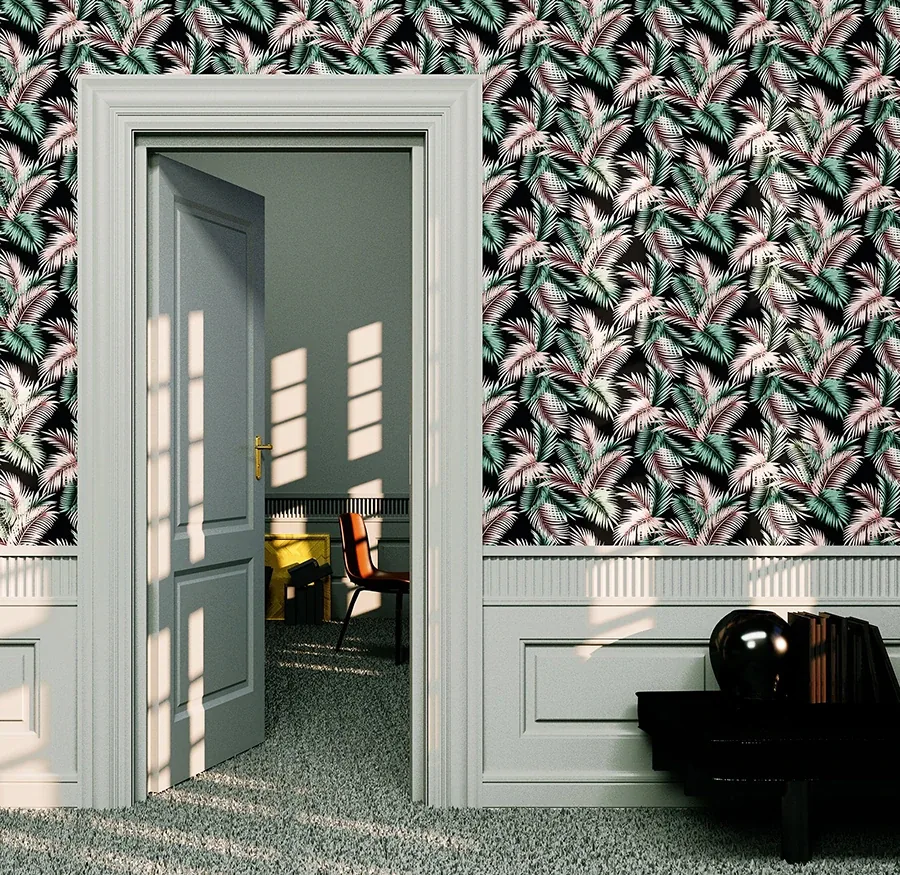 Brewster Home Fashions Eliza Sea Green Palm Fronds Wallpaper - SKU AH908308