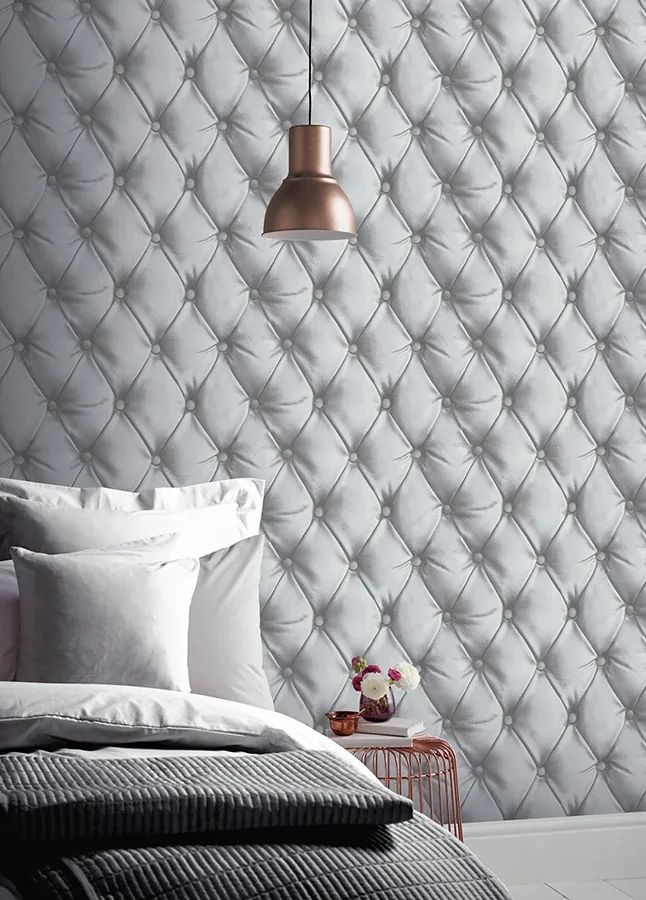 Brewster Home Fashions Ella Silver Tufted Wallpaper - SKU AH618104
