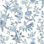 Brewster Home Fashions Elspeth Blue Floral Trail Wallpaper - SKU FD43447