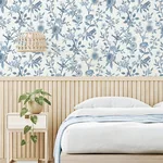 Brewster Home Fashions Elspeth Blue Floral Trail Wallpaper - SKU FD43447