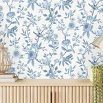 Brewster Home Fashions Elspeth Blue Floral Trail Wallpaper - SKU FD43447