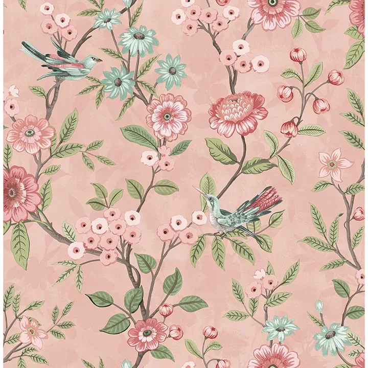 FD43445 | Elspeth Pink Floral Trail Wallpaper