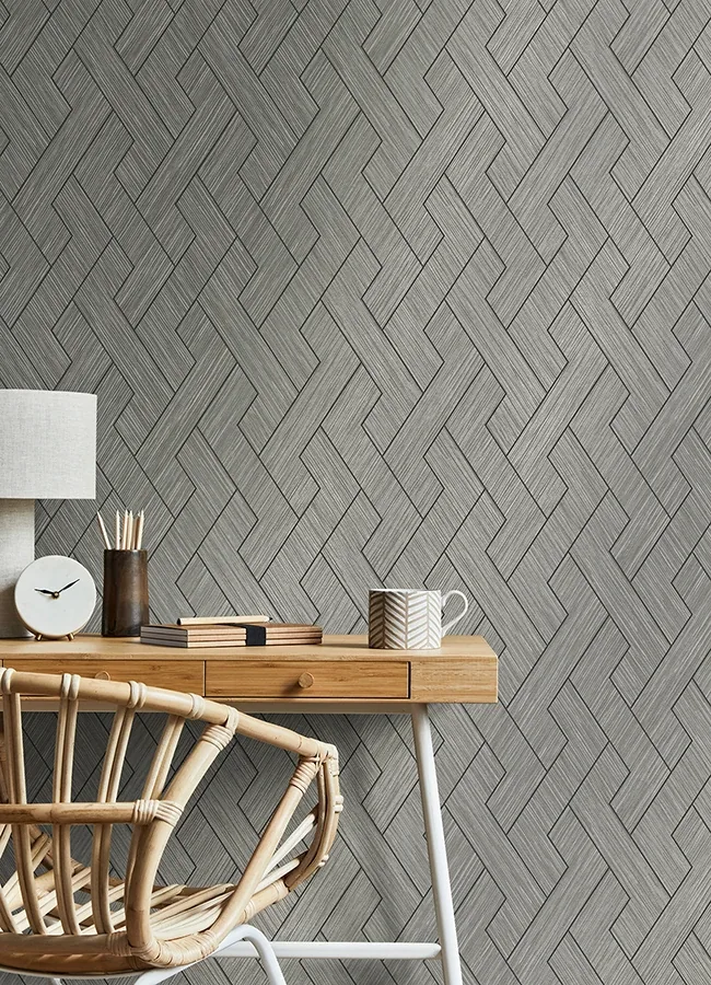 Brewster Home Fashions Ember Grey Geometric Basketweave Wallpaper - SKU 4125-26729