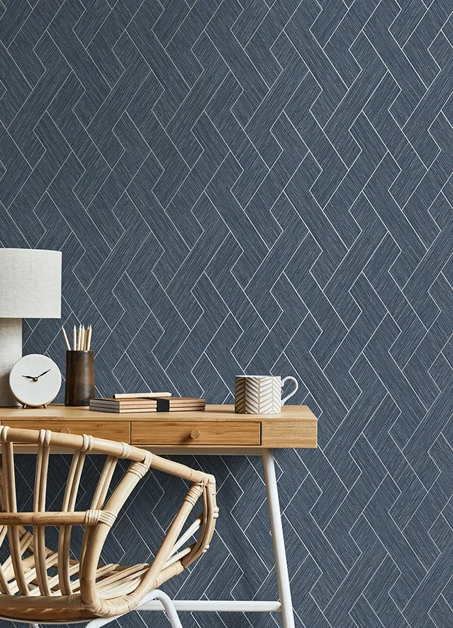 Brewster Home Fashions Ember Indigo Geometric Basketweave Wallpaper - SKU 4125-26727