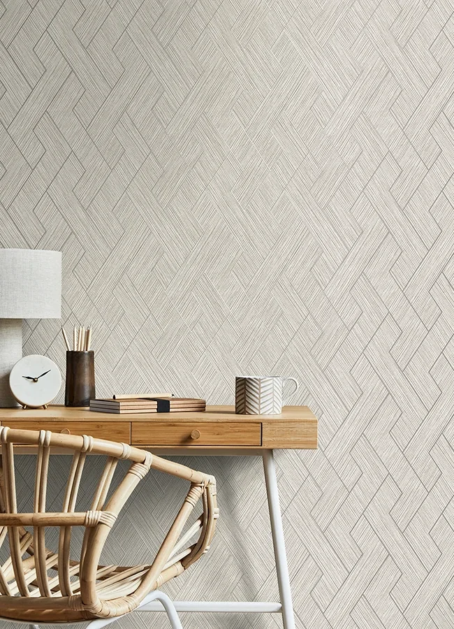 Brewster Home Fashions Ember Light Grey Geometric Basketweave Wallpaper - SKU 4125-26728