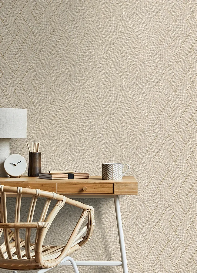 Brewster Home Fashions Ember Taupe Geometric Basketweave Wallpaper - SKU 4125-26730