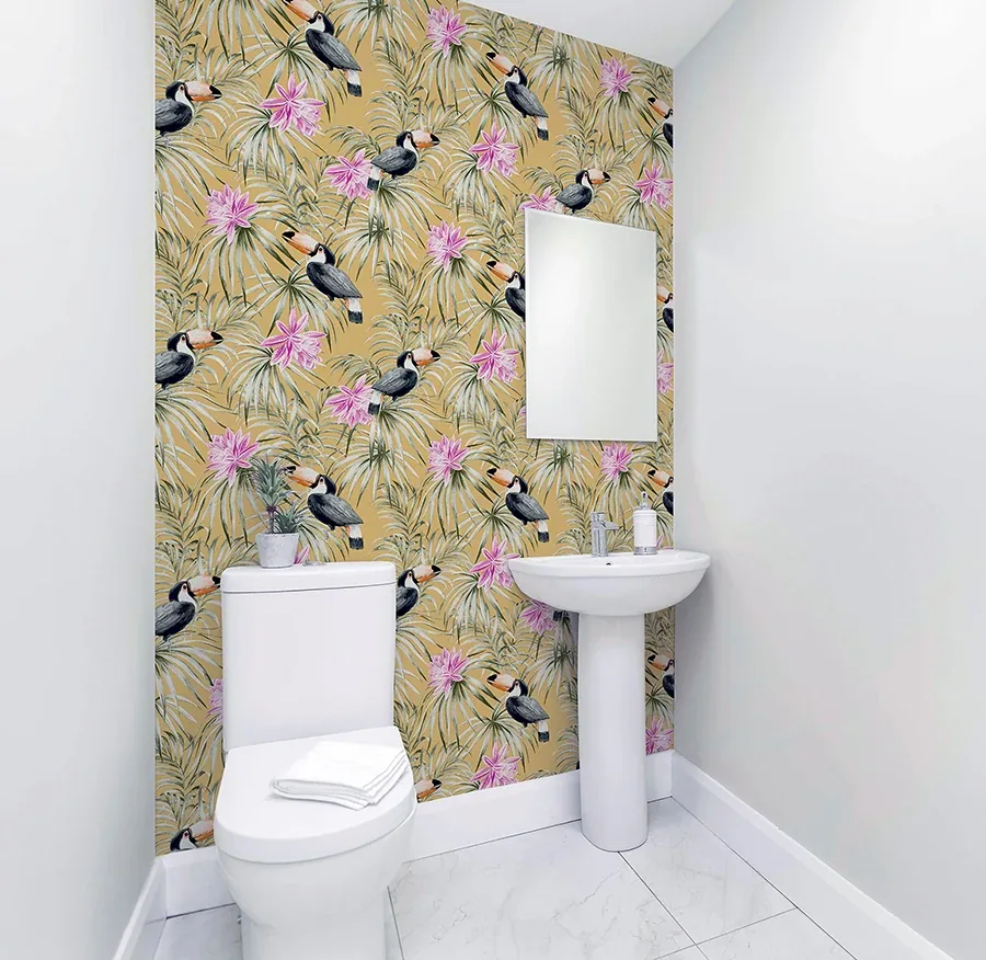 Brewster Home Fashions Emmeline Yellow Toucan Wallpaper - SKU AH298301