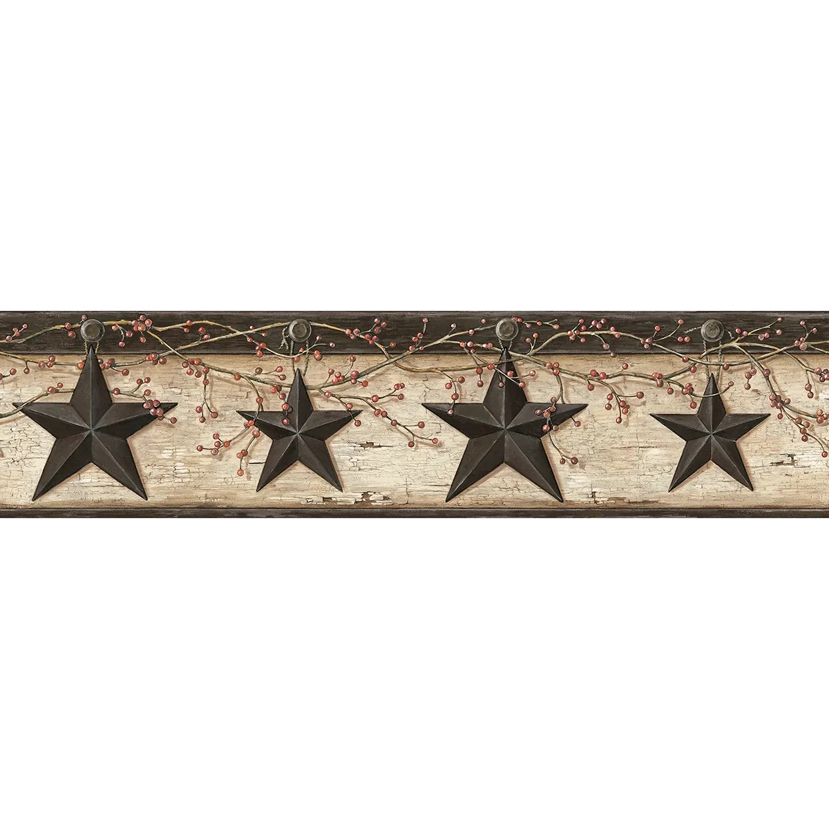 3123-44602 | Ennis Charcoal Rustic Barn Star Wallpaper