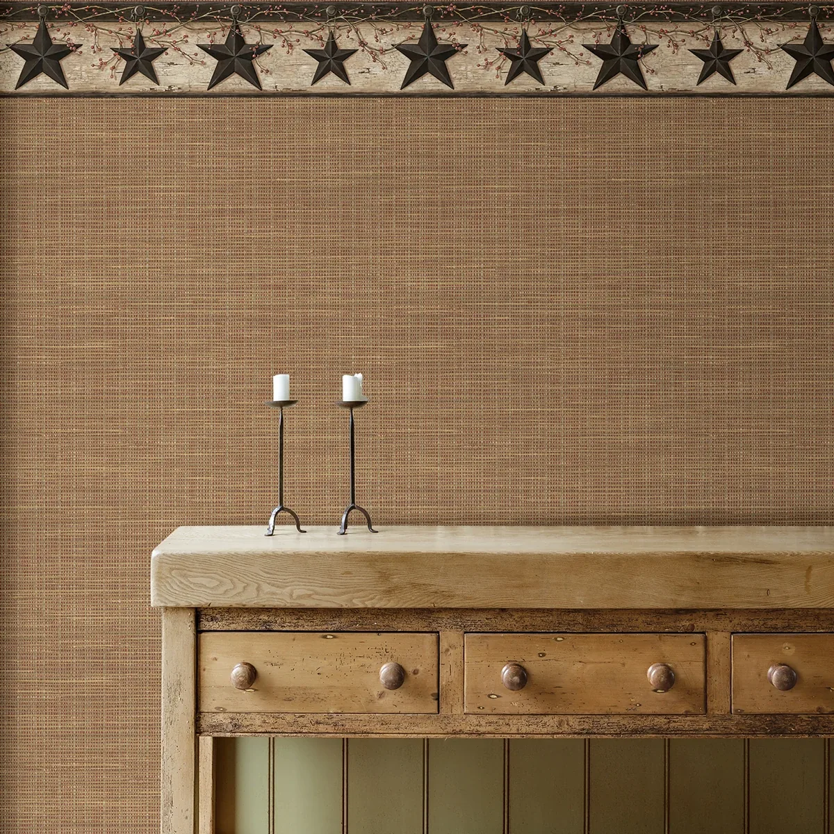 Brewster Home Fashions Ennis Charcoal Rustic Barn Star Wallpaper - SKU 3123-44602