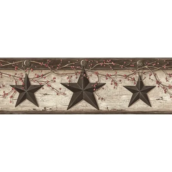 PUR44601B | Ennis Grey Rustic Barn Star Wallpaper