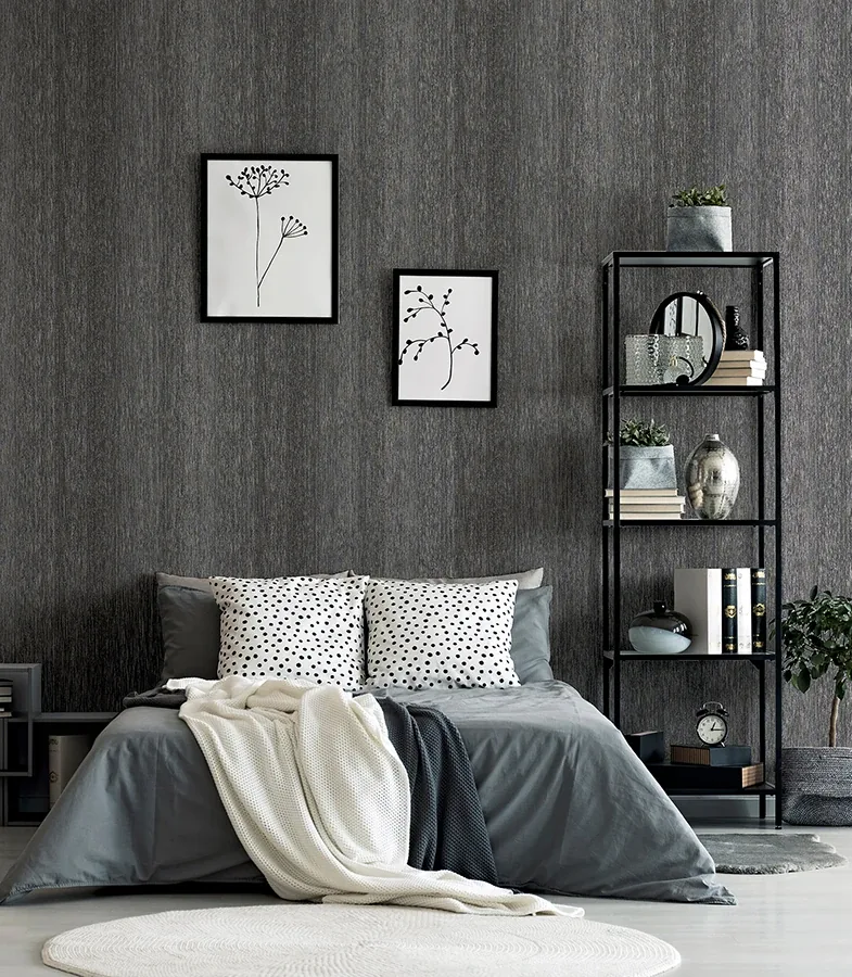 Brewster Home Fashions Ephraim Charcoal Radiance Plain Wallpaper - SKU AH298500