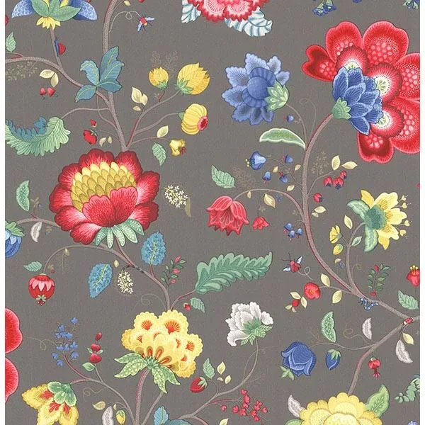 Brewster Home Fashions Epona Charcoal Floral Fantasy Wallpaper - SKU 341038