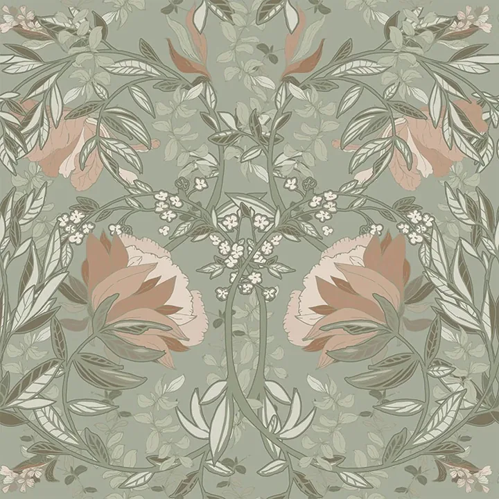 Brewster Home Fashions Ester Sage Nouveau Blooms Wallpaper - SKU DD139419