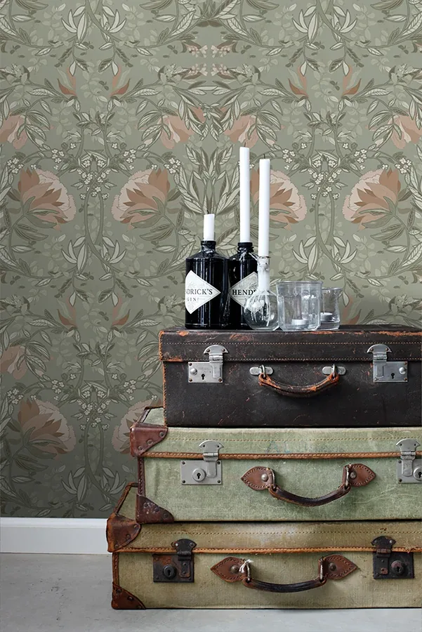 Brewster Home Fashions Ester Sage Nouveau Blooms Wallpaper - SKU DD139419