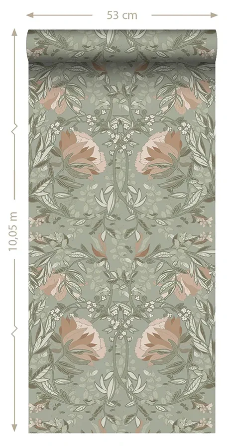 Brewster Home Fashions Ester Sage Nouveau Blooms Wallpaper - SKU DD139419