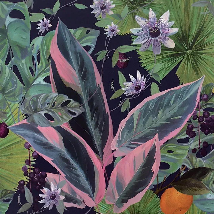 Brewster Home Fashions Etta Navy Tropical Wallpaper - SKU AH921703