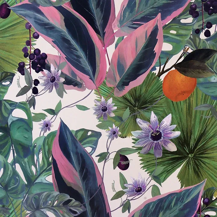 AH921704 | Etta White Tropical Wallpaper