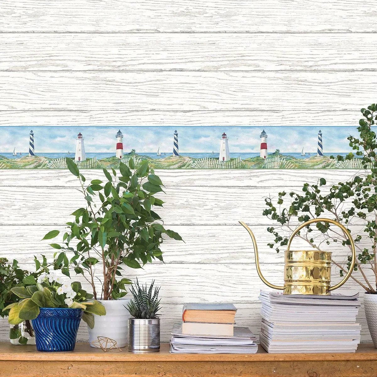 Brewster Home Fashions Eugene Blue Lighthouse Wallpaper - SKU 3120-46071B