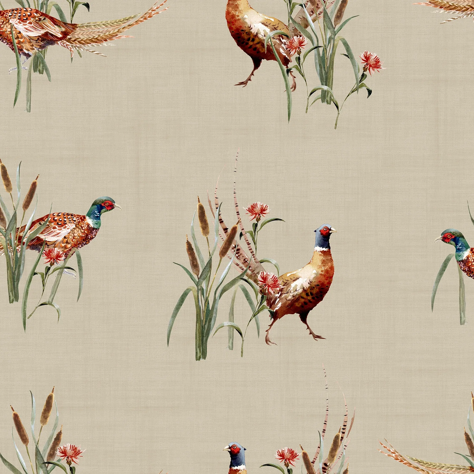 Brewster Home Fashions Eustace Neutral Pheasant Meadow Wallpaper - SKU AH100214AH