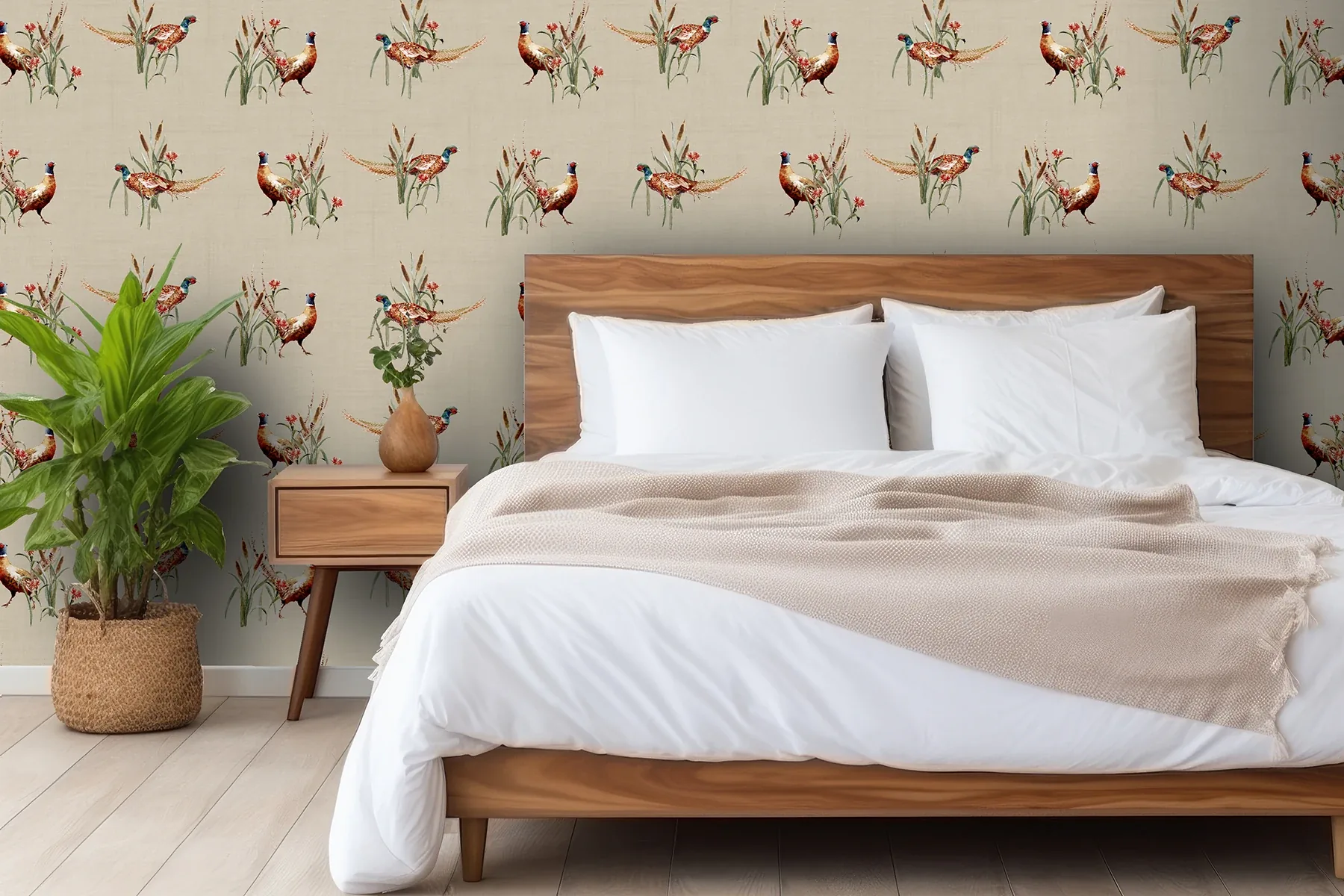 Brewster Home Fashions Eustace Neutral Pheasant Meadow Wallpaper - SKU AH100214AH