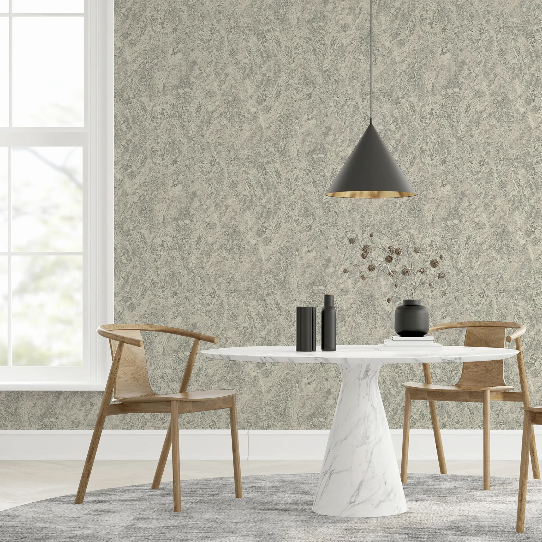 Brewster Home Fashions Evonne Charcoal Marble Patina Wallpaper - SKU AH296706