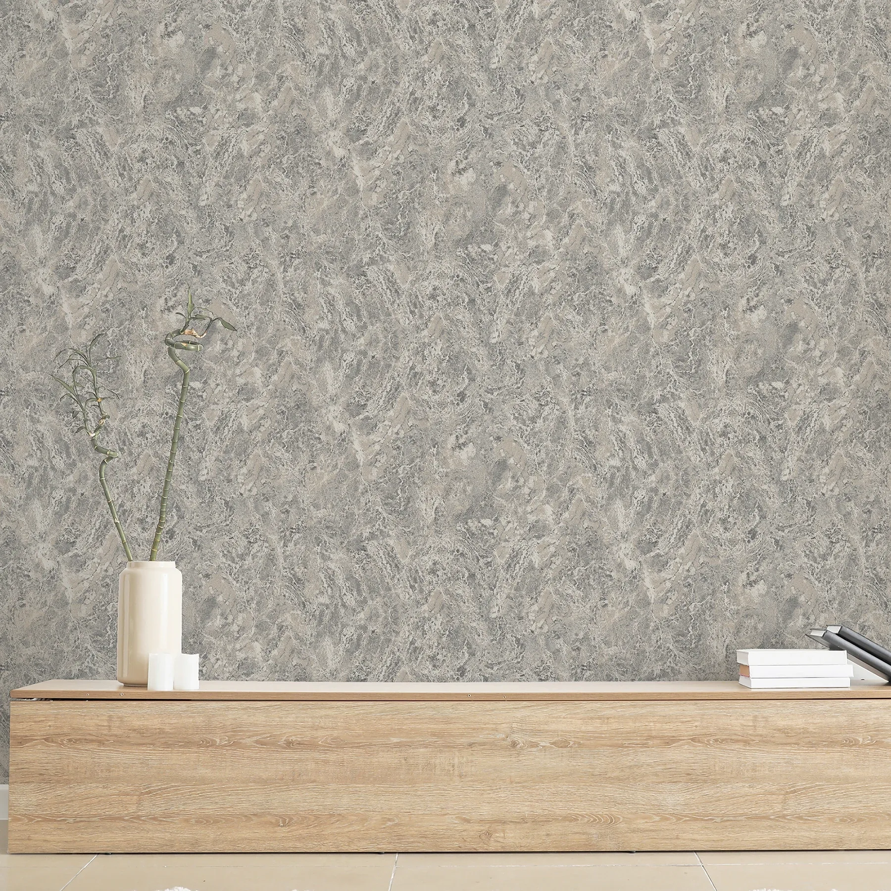 Brewster Home Fashions Evonne Charcoal Marble Patina Wallpaper - SKU AH296706