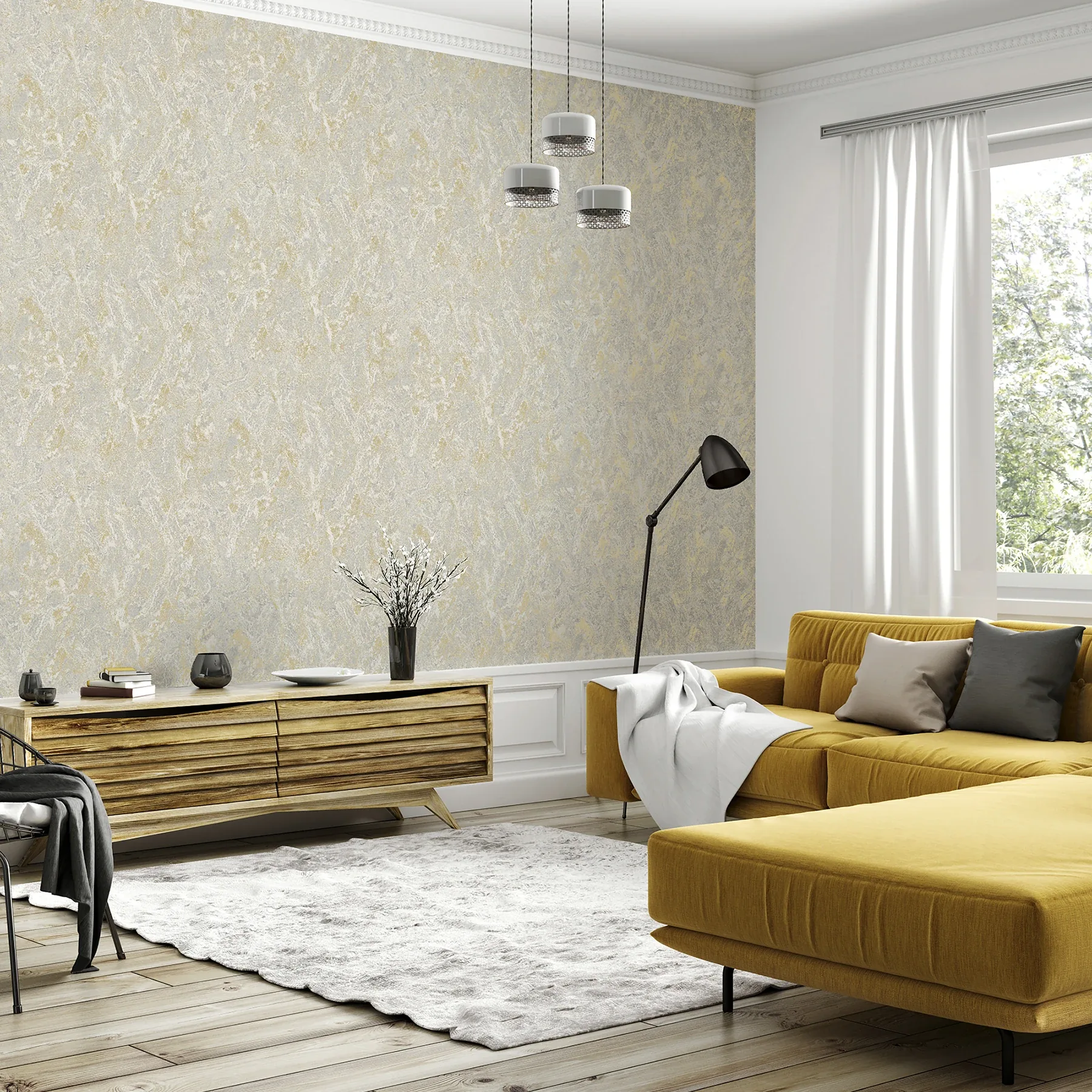 Brewster Home Fashions Evonne Neutral Marble Patina Wallpaper - SKU AH296804
