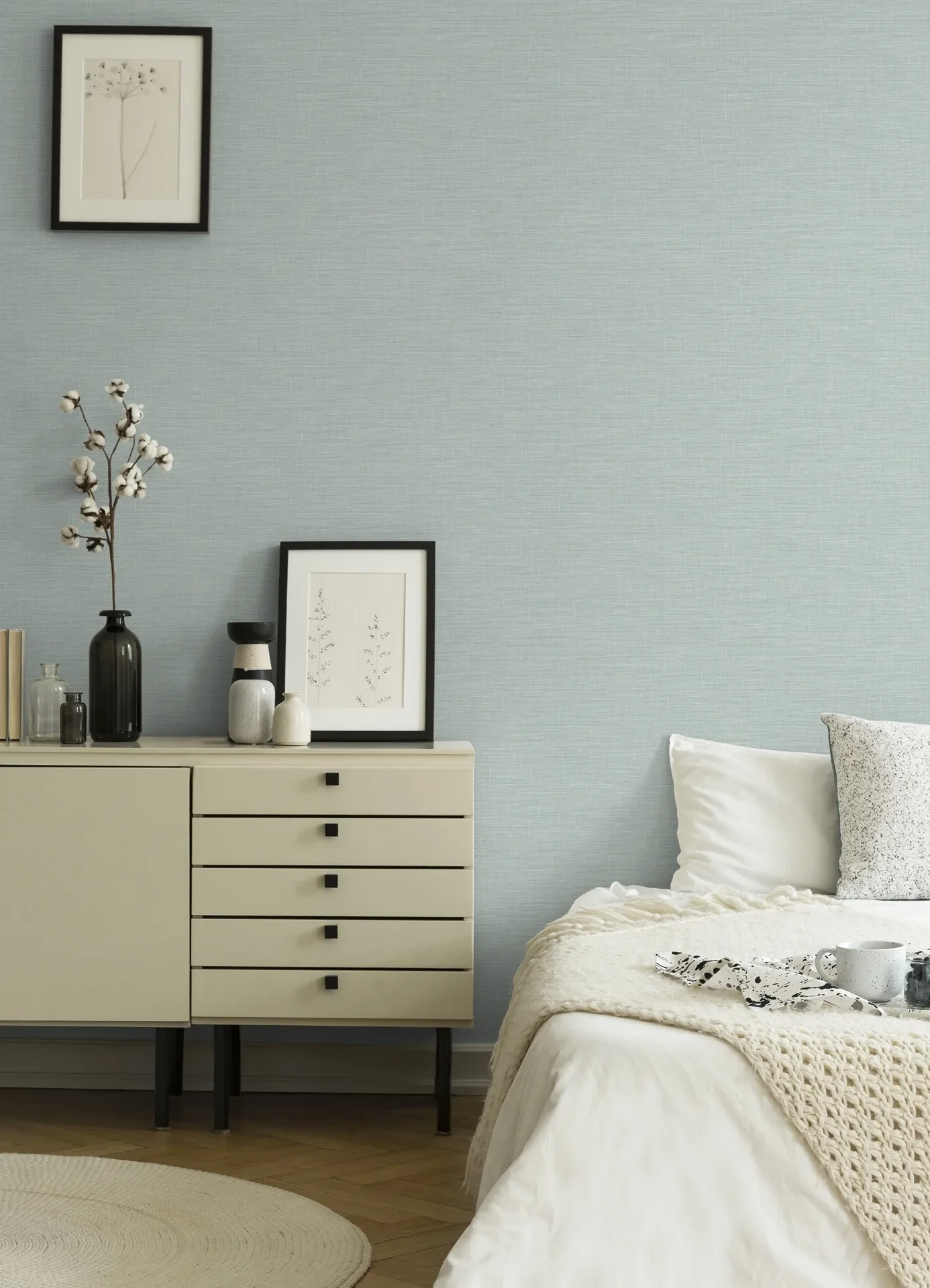 Brewster Home Fashions Exhale Light Blue Faux Grasscloth Wallpaper - SKU 4157-25850