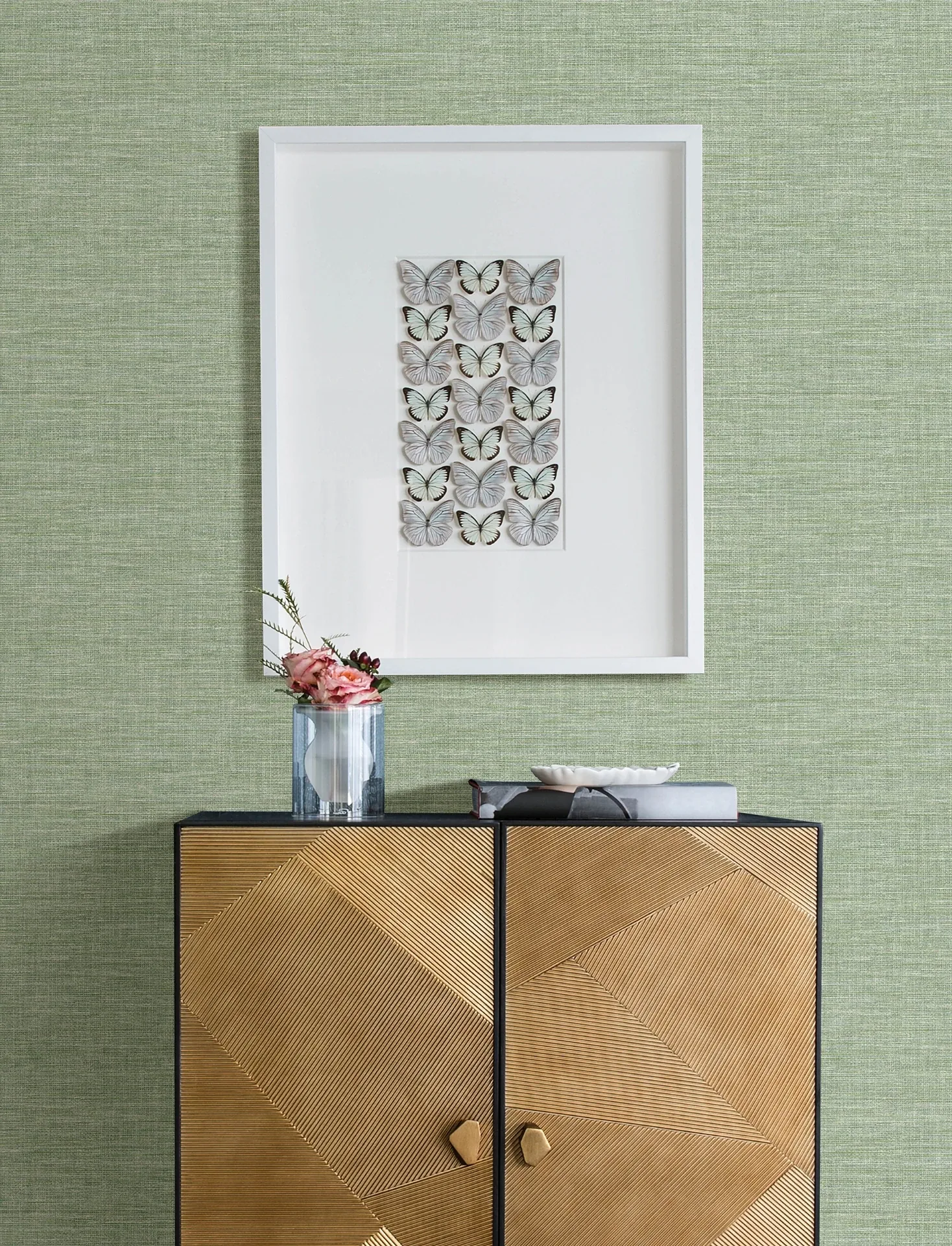 Brewster Home Fashions Exhale Light Green Faux Grasscloth Wallpaper - SKU 4157-26457
