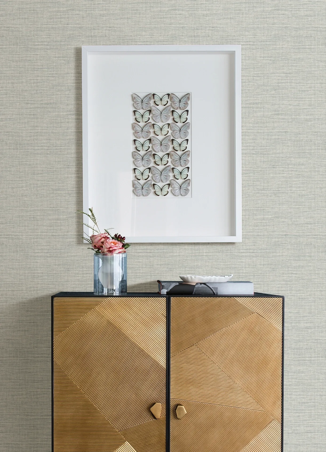 Brewster Home Fashions Exhale Seafoam Faux Grasscloth Wallpaper - SKU 4157-26461