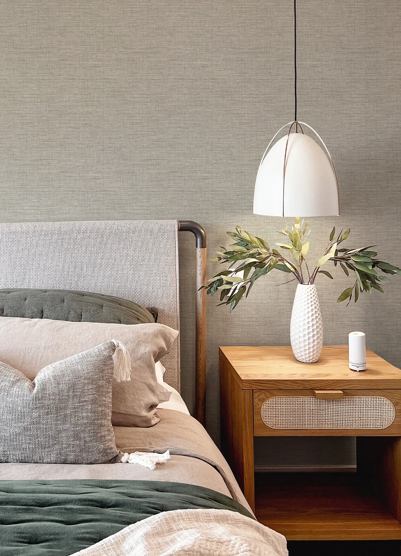 Brewster Home Fashions Exhale Stone Faux Grasscloth Wallpaper - SKU 4157-26462