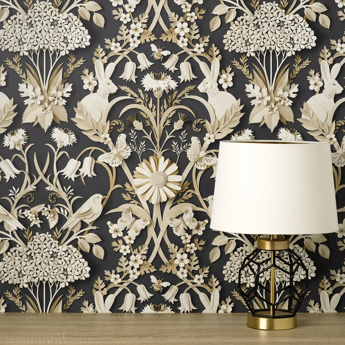 Brewster Home Fashions Fae Charcoal Woodland Wallpaper - SKU FD42948