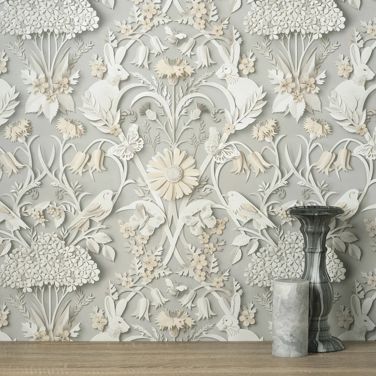 Brewster Home Fashions Fae Light Grey Woodland Wallpaper - SKU FD42952