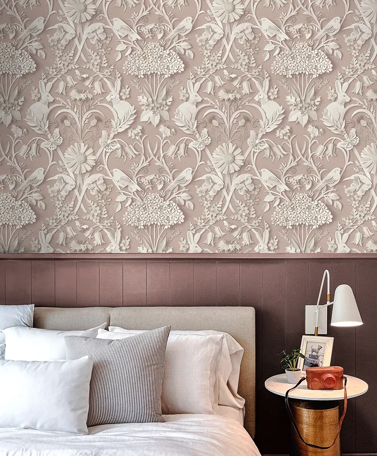 Brewster Home Fashions Fae Light Pink Woodland Wallpaper - SKU FD43607