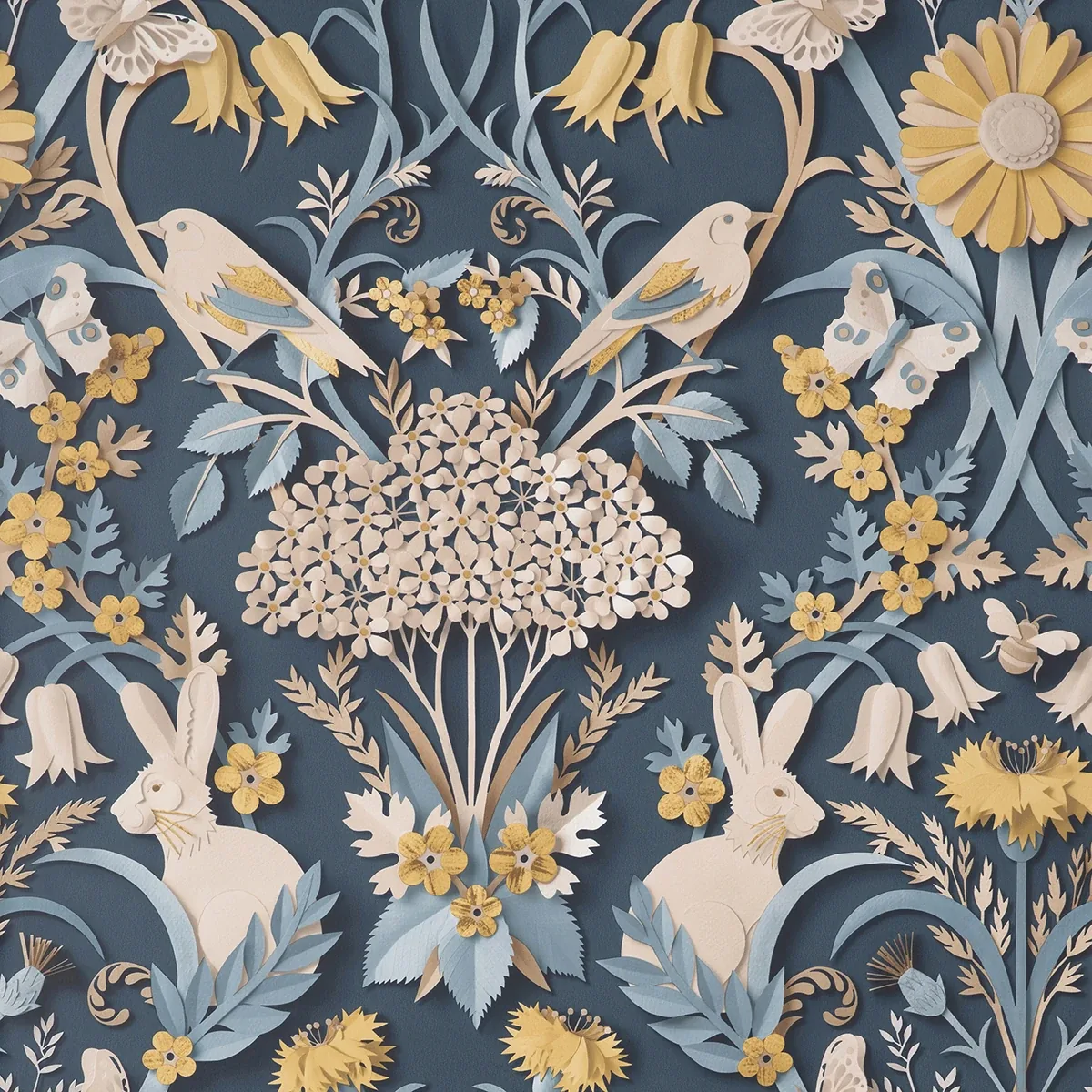 FD42950 | Fae Navy Woodland Wallpaper