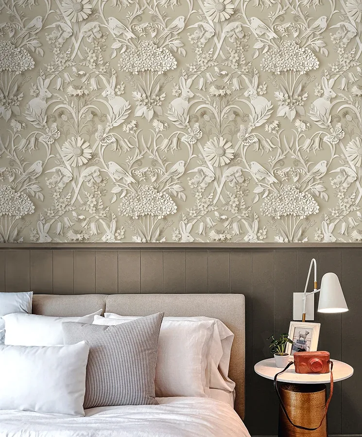 Brewster Home Fashions Fae Neutral Woodland Wallpaper - SKU FD43606