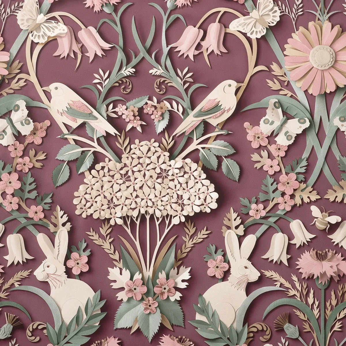 FD42949 | Fae Plum Woodland Wallpaper