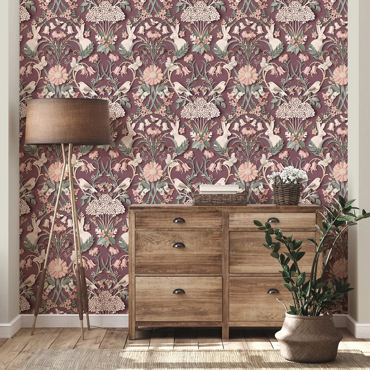 Brewster Home Fashions Fae Plum Woodland Wallpaper - SKU FD42949