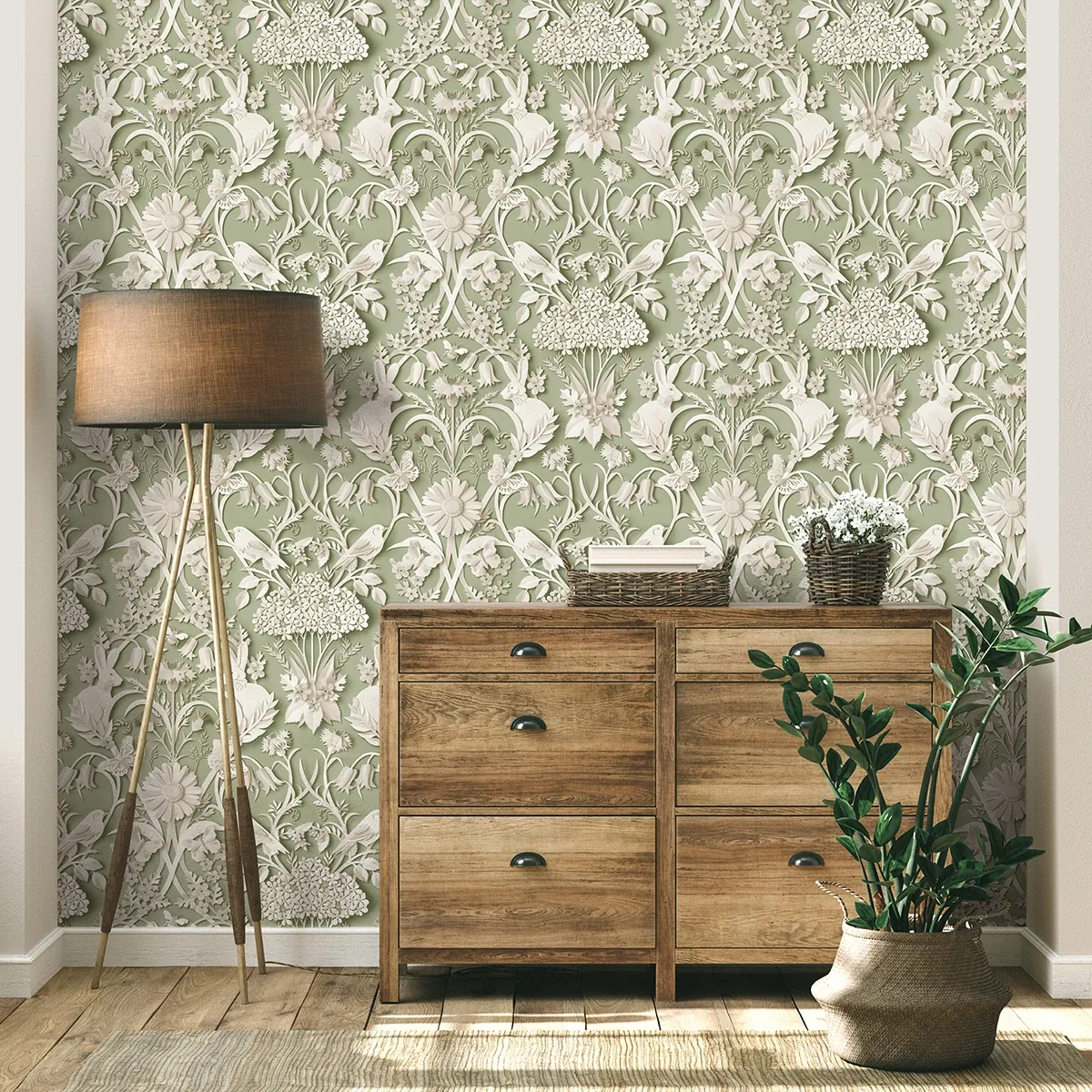 Brewster Home Fashions Fae Sage Woodland Wallpaper - SKU FD42951