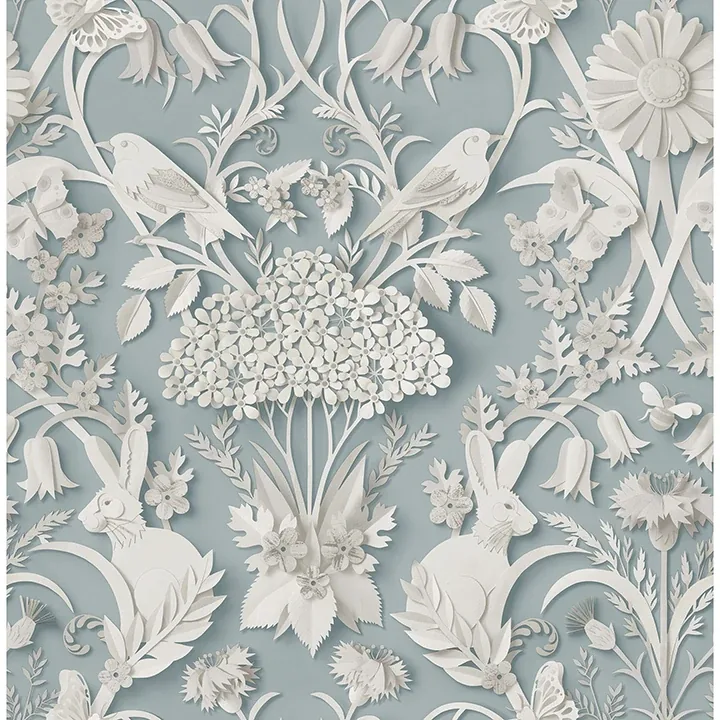 FD43605 | Fae Sky Blue Woodland Wallpaper