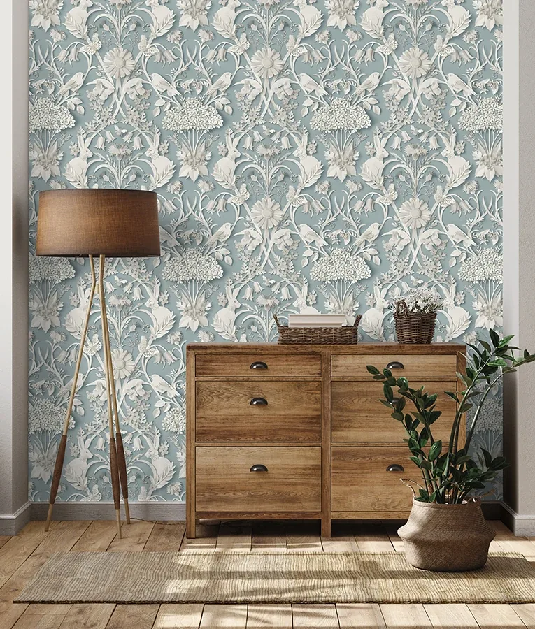 Brewster Home Fashions Fae Sky Blue Woodland Wallpaper - SKU FD43605