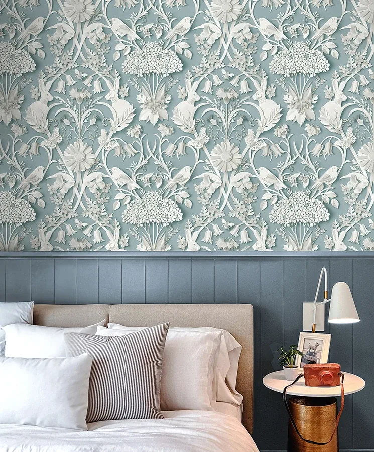 Brewster Home Fashions Fae Sky Blue Woodland Wallpaper - SKU FD43605