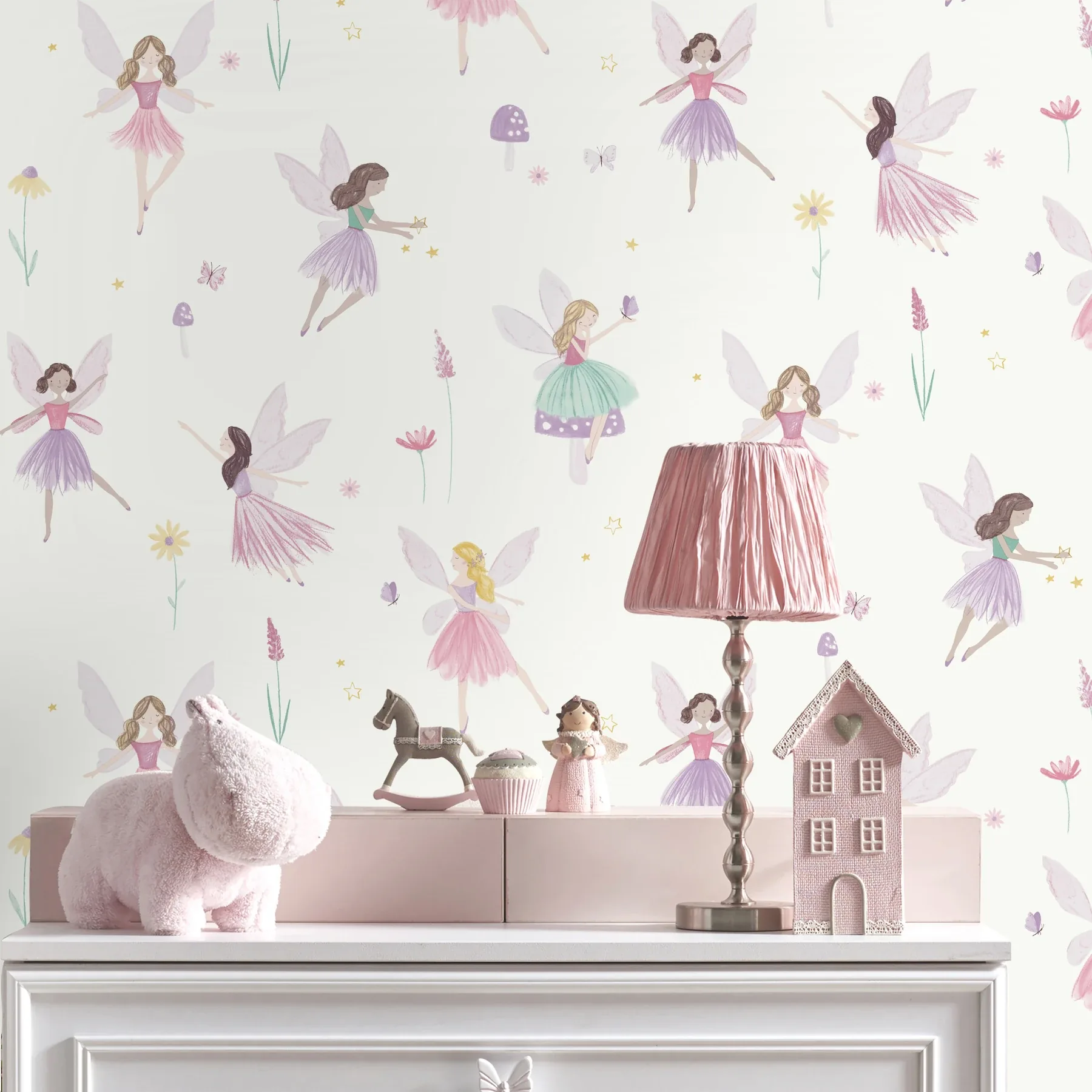 Brewster Home Fashions Fairy Friends Pink Enchanting Wallpaper | Wallpaper Twins Brewster Home Fashions Fairy Friends Pink Enchanting Wallpaper - SKU 4203-27563