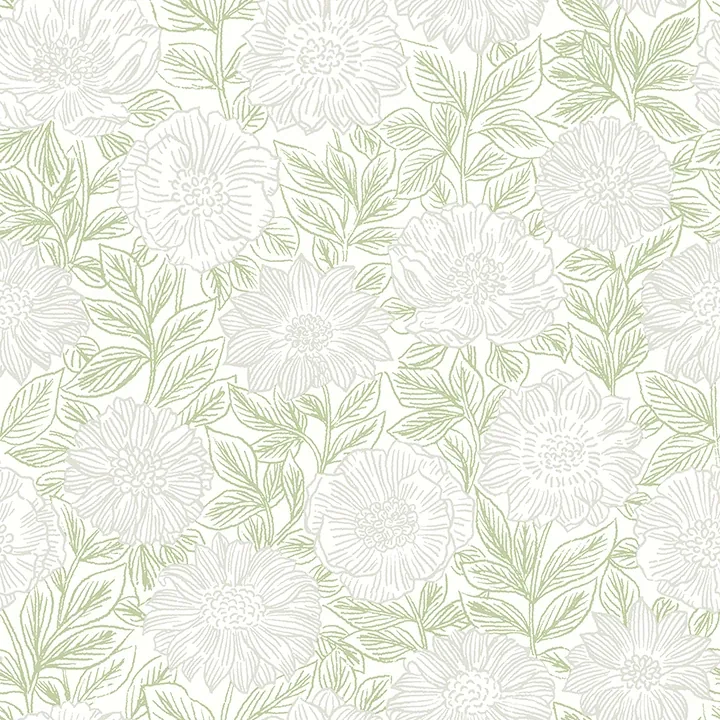 4072-70044 | Faustin Green Floral Wallpaper