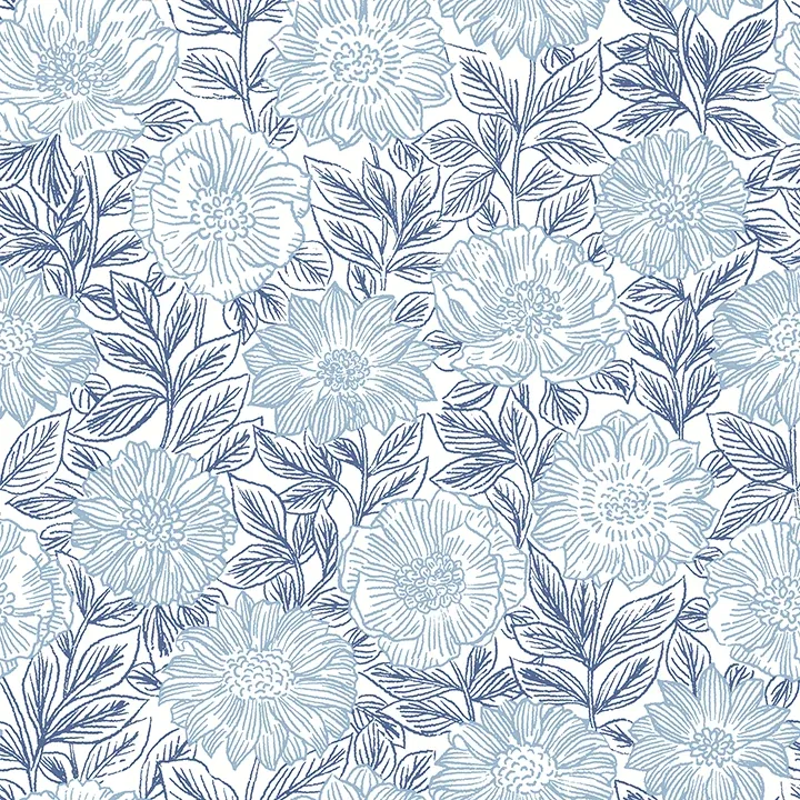 4072-70047 | Faustin Navy Floral Wallpaper