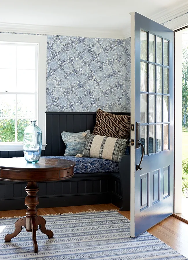 Brewster Home Fashions Faustin Navy Floral Wallpaper - SKU 4072-70047