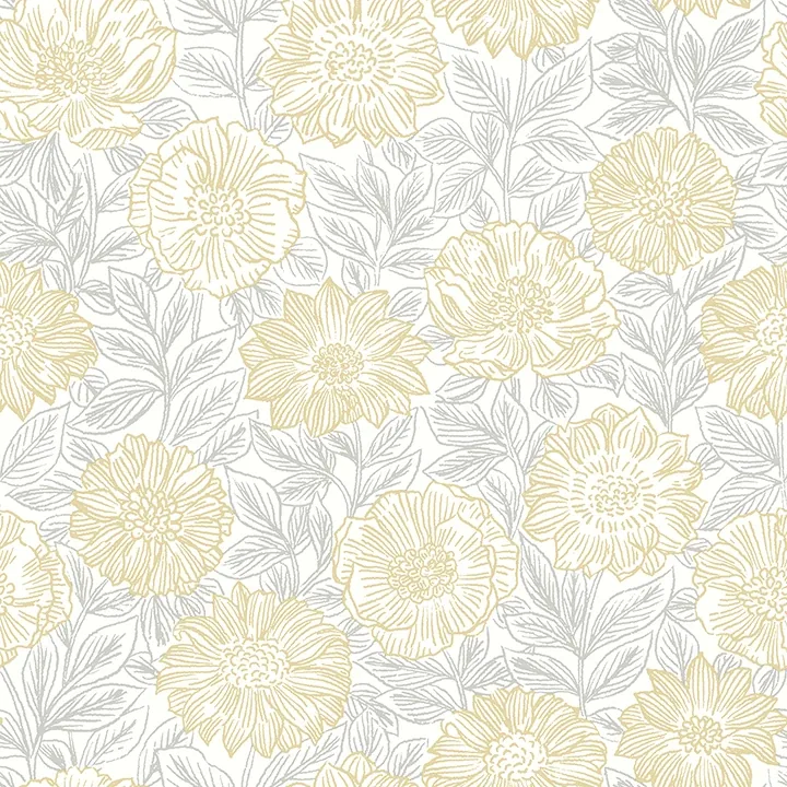 Brewster Home Fashions Faustin Yellow Floral Wallpaper - SKU 4072-70048