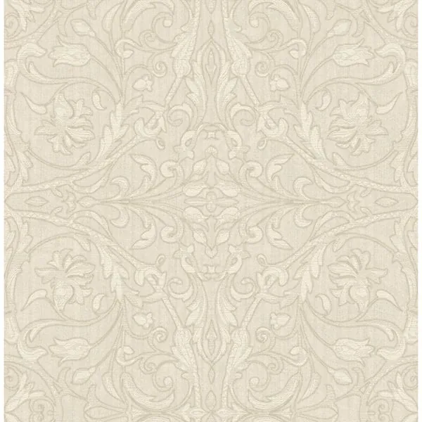 Brewster Home Fashions Fenice Beige Scroll Wallpaper - SKU SR24121